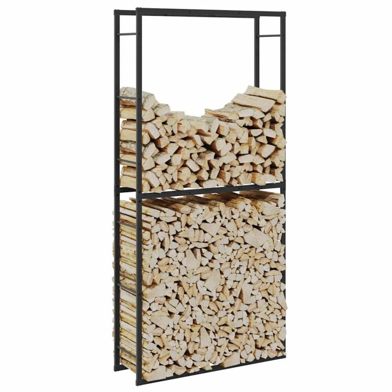 Portant de bois de chauffage noir 100x30x209 cm acier 536176536176