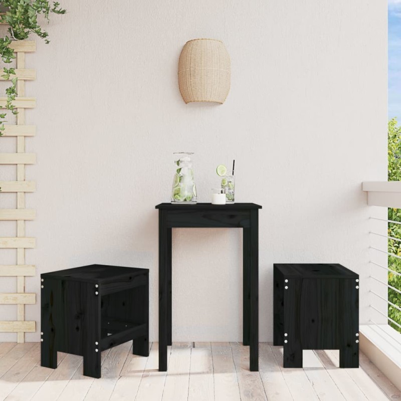 Tabourets de jardin lot de 2 noir 40x36x45 cm bois massif pin 536218536218