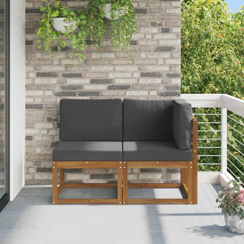 Canapé d’extérieur milieu et coin 2 Pièce Naturel et Anthracite 536228536228