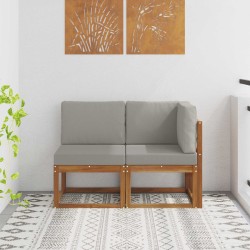 Canapé d’extérieur milieu et coin 2 Pièce Gris Naturel et Clair 536234536234