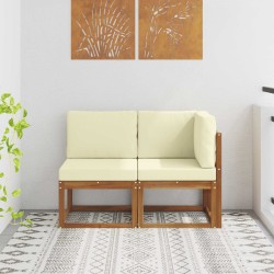 Canapé d’extérieur milieu et coin 2 Pièce Naturel et Crème 536235536235