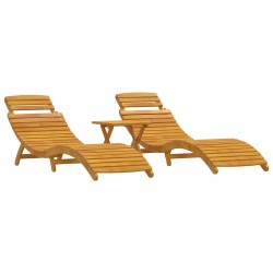 Transat 3 pcs Marron Bois d'Acacia Massif 536251536251
