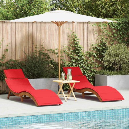 Transat avec coussin 2 pcs Rouge Bois d'Acacia Massif 536272536272