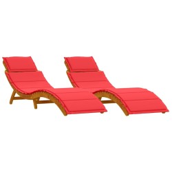 Transat avec coussin 2 pcs Rouge Bois d'Acacia Massif 536272536272