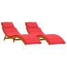 Transat avec coussin 2 pcs Rouge Bois d'Acacia Massif 536272536272