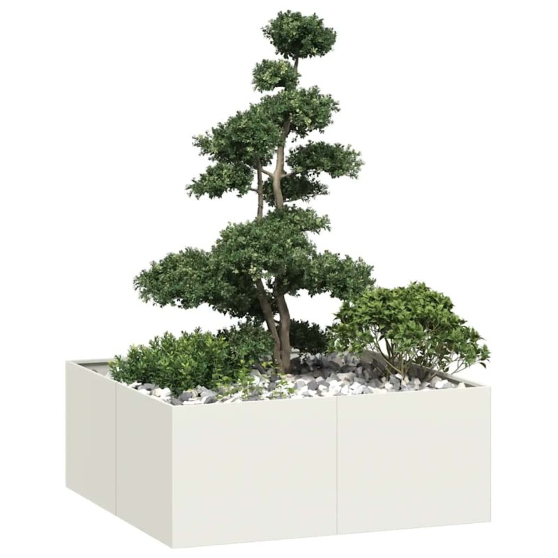Jardinière blanc 100x100x40 cm acier 536316536316