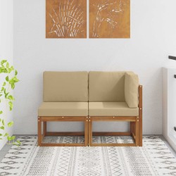 Canapé d’extérieur milieu et coin 2 Pièce Naturel et Beige 536334536334