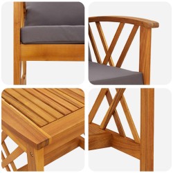 Ensemble de canapé de jardin avec coussin 3 pcs Huile Naturelle 536335536335