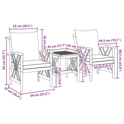 Ensemble de canapé de jardin avec coussin 3 pcs Huile Naturelle 536335536335