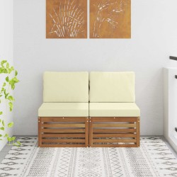 2 Pièce Sofa de milieu extérieur Bois d'Acacia Massif Naturel 536345536345