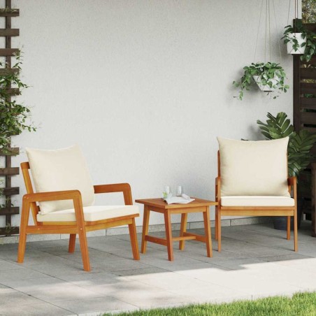 Ensemble bistrot avec coussin 3 pcs Marron Bois d'Acacia Massif 536349536349