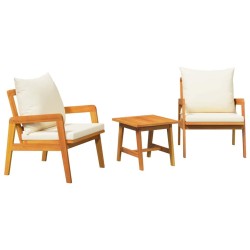 Ensemble bistrot avec coussin 3 pcs Marron Bois d'Acacia Massif 536349536349