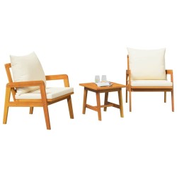 Ensemble bistrot avec coussin 3 pcs Marron Bois d'Acacia Massif 536349536349