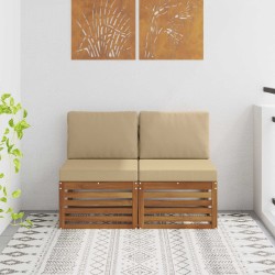 2 Pièce Sofa de milieu extérieur Bois d'Acacia Massif Naturel 536353536353