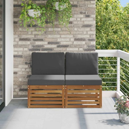 2 Pièce Sofa de milieu extérieur Bois d'Acacia Massif Naturel 536354536354