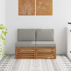 2 Pièce Sofa de milieu extérieur Bois d'Acacia Massif Naturel 536355536355