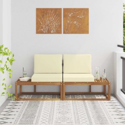 Canapé d'extérieur en bout 2 Pièce Naturel et Crème 536363536363