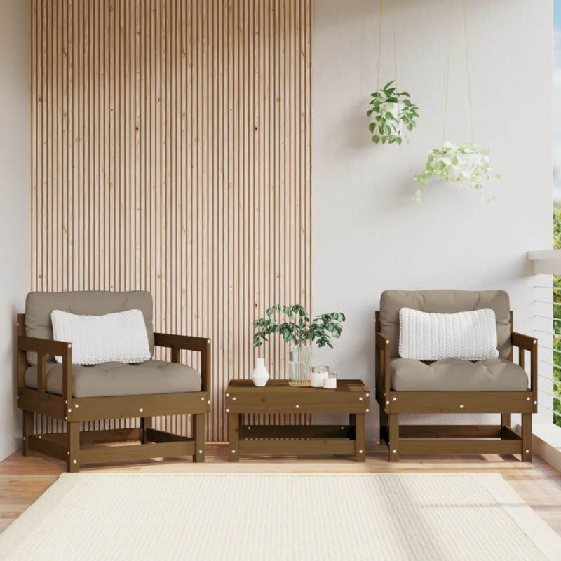 Chaises de jardin lot de 2 marron miel bois massif de pin 536364536364