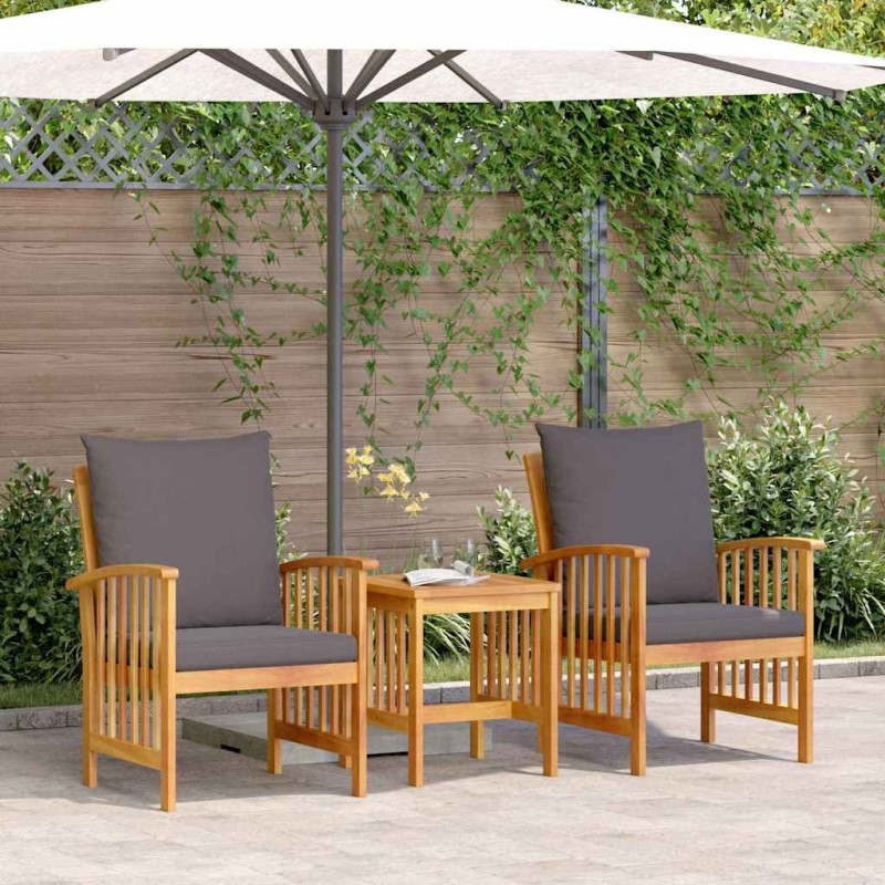 Ensemble de canapé de jardin avec coussin 3 pcs Huile Naturelle 536365536365