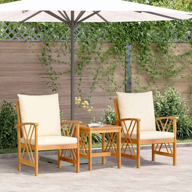 Ensemble de canapé de jardin avec coussin 3 pcs Huile Naturelle 536366536366