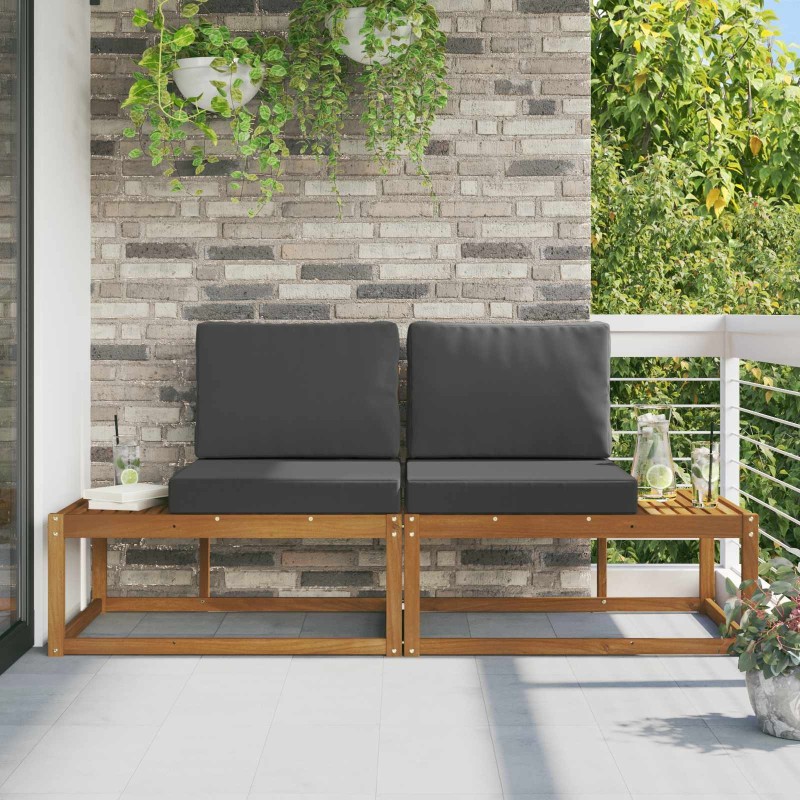 Canapé d'extérieur en bout 2 Pièce Naturel et Anthracite 536368536368