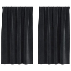 Rideaux occultants 2 pcs Noir 140 x 140 cm Velours 536382536382