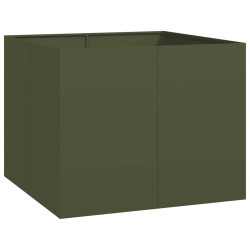 Jardinière vert olive 100x100x80 cm acier 536385536385