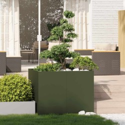Jardinière vert olive 100x100x80 cm acier 536385536385
