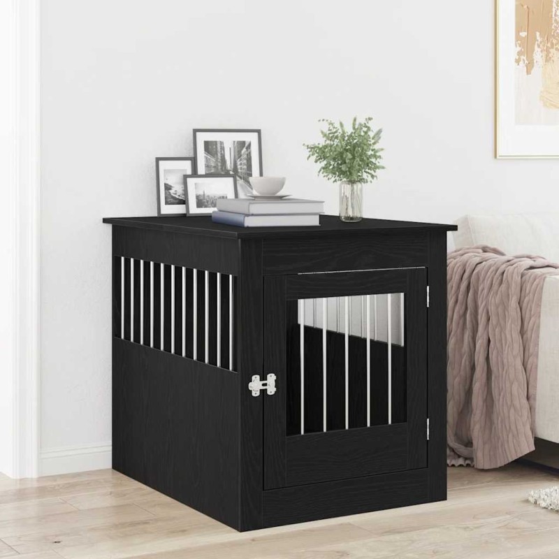 Meuble pour cage à chien en chêne noir 64,5 x 80 x 71 cm en bois d'ingénierie 536392536392