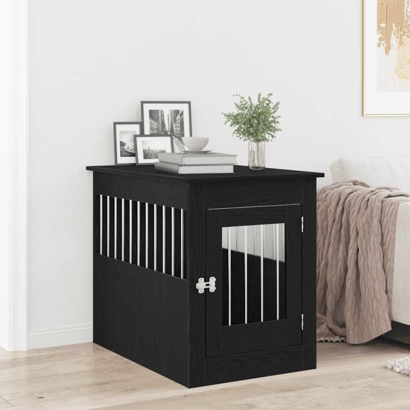 Meuble pour cage à chien en chêne noir 55 x 80 x 68 cm en bois d'ingénierie 536399536399