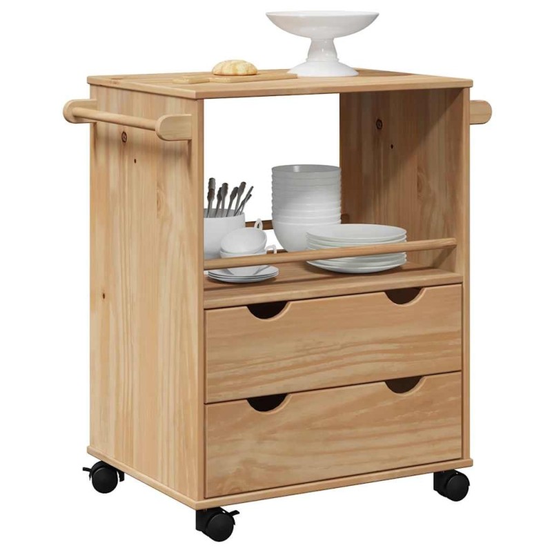 Chariot de cuisine OTTA 59x45x80 cm bois massif de pin 536408536408