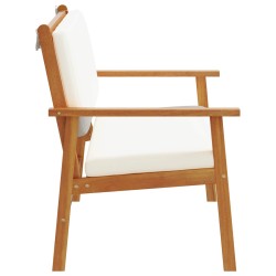 Banc de jardin avec coussin Blanc crème Bois d'Acacia Massif 536440536440
