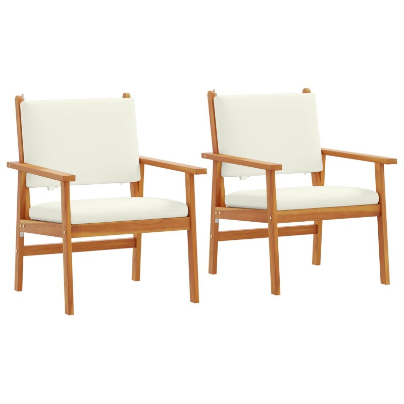 Chaise de jardin 2 pcs Blanc crème Bois d'Acacia Massif 536466536466