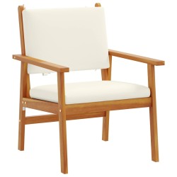 Chaise de jardin 2 pcs Blanc crème Bois d'Acacia Massif 536466536466