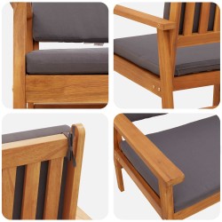 Banc de jardin avec coussin Anthracite Bois d'Acacia Massif 536473536473