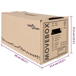 Boîte de Déménagement 20 pcs Naturel 59 x 31,5 x 31,5 cm Carton 536477536477