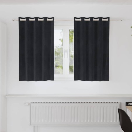 Rideaux occultants 2 pcs Noir 140 x 140 cm Velours 536497536497