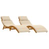 Transat avec coussin 2 pcs Beige Bois d'Acacia Massif 536504536504