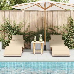 Transat avec coussin 2 pcs Beige Bois d'Acacia Massif 536504536504