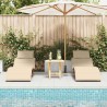 Transat avec coussin 2 pcs Beige Bois d'Acacia Massif 536504536504
