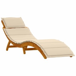 Transat avec coussin 2 pcs Beige Bois d'Acacia Massif 536504536504