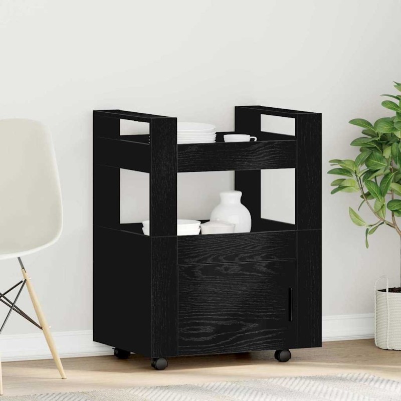 Chariot de cuisine Chêne noir 60 x 45 x 80 cm Bois d'ingénierie 536537536537