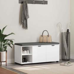 Banc d'entrée Blanc 100 x 38 x 46 cm Bois Ingénierie et Tissu 536583536583
