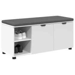Banc d'entrée Blanc 100 x 38 x 46 cm Bois Ingénierie et Tissu 536583536583