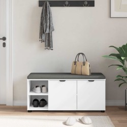 Banc d'entrée Blanc 100 x 38 x 46 cm Bois Ingénierie et Tissu 536583536583