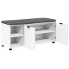 Banc d'entrée Blanc 100 x 38 x 46 cm Bois Ingénierie et Tissu 536583536583