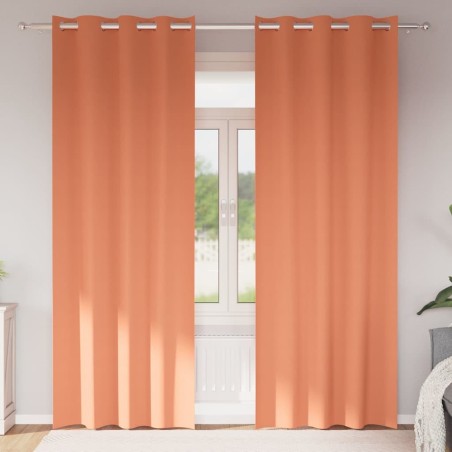 Rideaux occultants avec anneaux 2 pcs Couleur terre cuite 536586536586