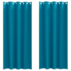 Rideaux occultants avec anneaux 2 pcs Turquoise 225 x 140 cm 536589536589