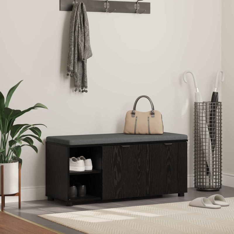 Banc d'entrée avec coussin Chêne Noir 100 x 38 x 46 cm 536590536590