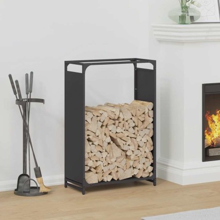 Portant de bois chauffage noir 60x28x90 cm acier laminé à froid 536593536593